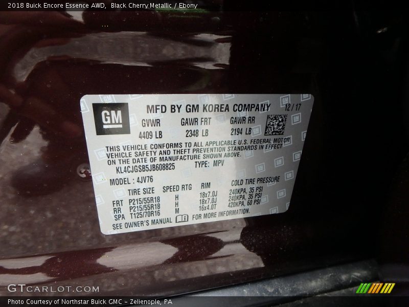 Black Cherry Metallic / Ebony 2018 Buick Encore Essence AWD