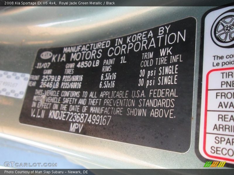 Royal Jade Green Metallic / Black 2008 Kia Sportage EX V6 4x4
