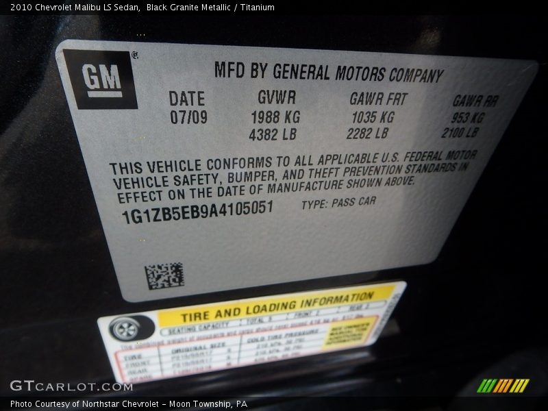 Black Granite Metallic / Titanium 2010 Chevrolet Malibu LS Sedan