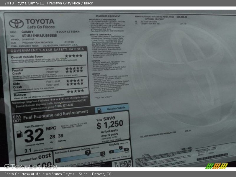 Predawn Gray Mica / Black 2018 Toyota Camry LE