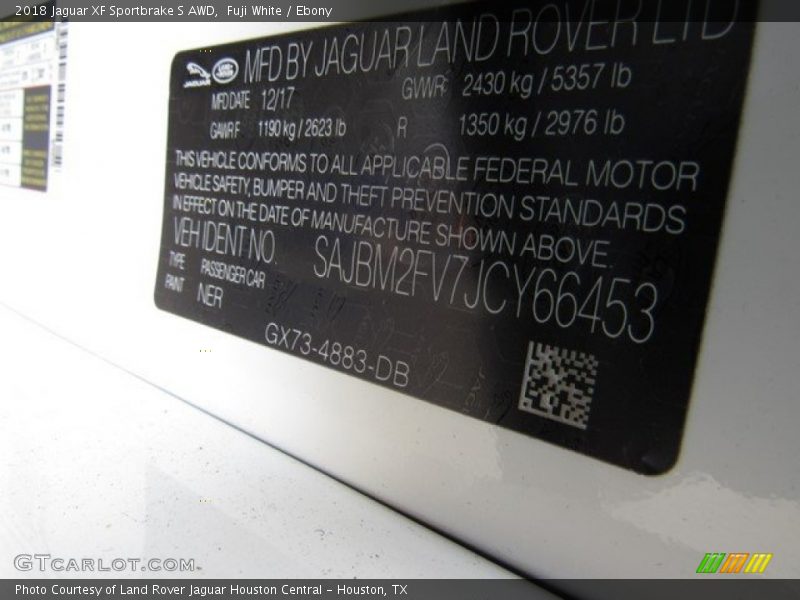 Fuji White / Ebony 2018 Jaguar XF Sportbrake S AWD