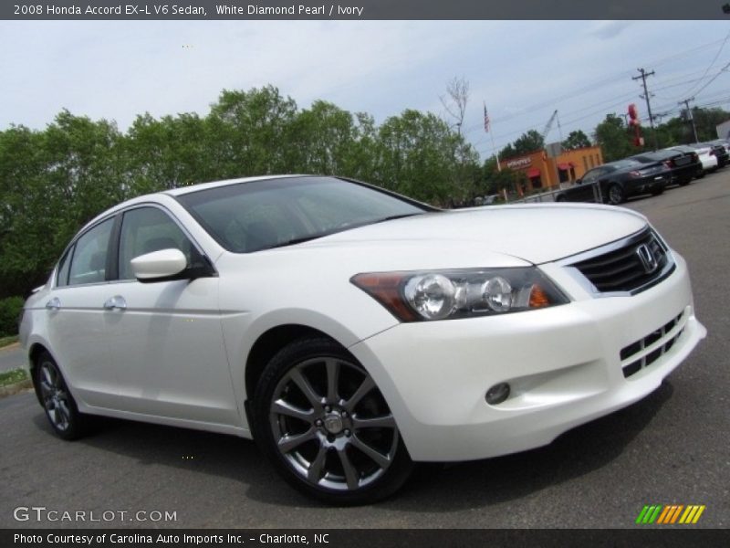 White Diamond Pearl / Ivory 2008 Honda Accord EX-L V6 Sedan