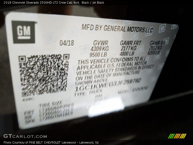 Black / Jet Black 2018 Chevrolet Silverado 2500HD LTZ Crew Cab 4x4