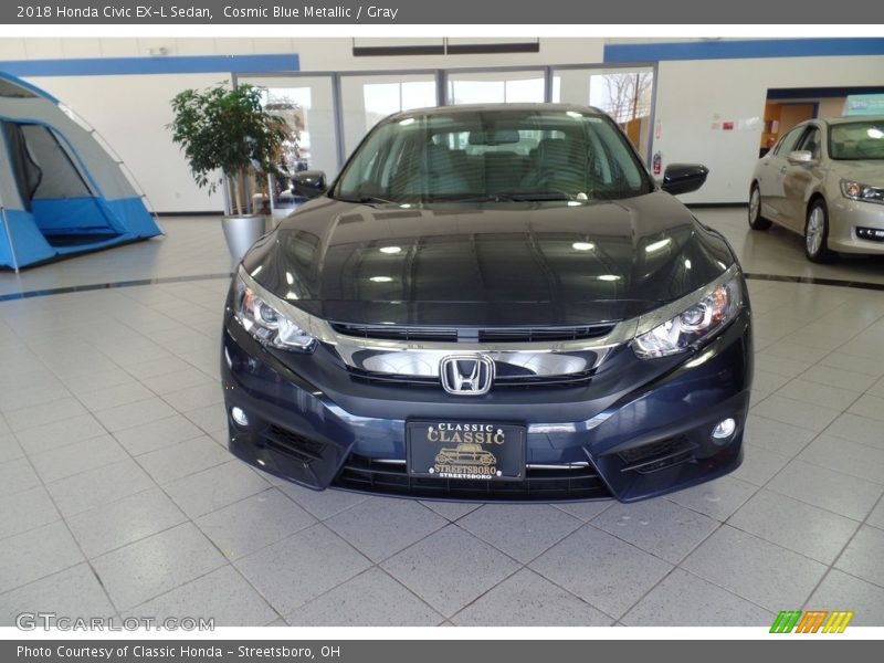 Cosmic Blue Metallic / Gray 2018 Honda Civic EX-L Sedan