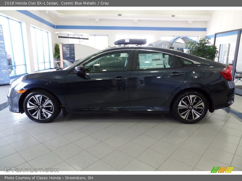 Cosmic Blue Metallic / Gray 2018 Honda Civic EX-L Sedan