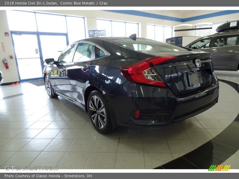 Cosmic Blue Metallic / Gray 2018 Honda Civic EX-L Sedan