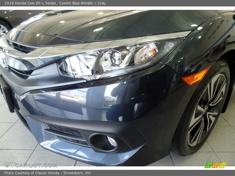 Cosmic Blue Metallic / Gray 2018 Honda Civic EX-L Sedan