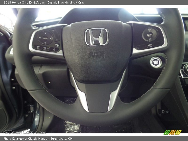 Cosmic Blue Metallic / Gray 2018 Honda Civic EX-L Sedan