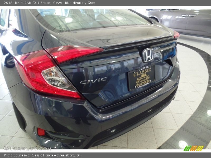 Cosmic Blue Metallic / Gray 2018 Honda Civic EX-L Sedan