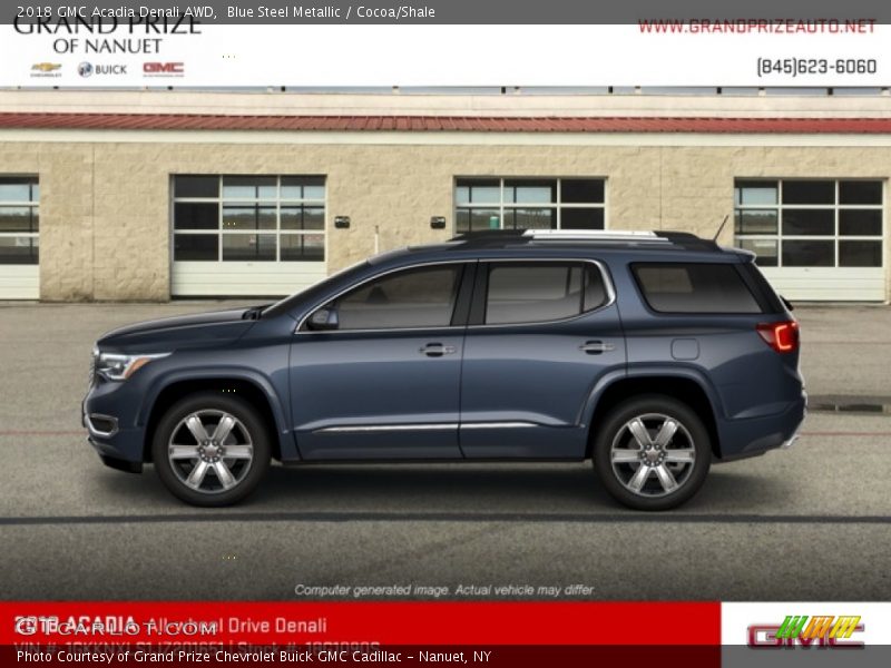 Blue Steel Metallic / Cocoa/Shale 2018 GMC Acadia Denali AWD