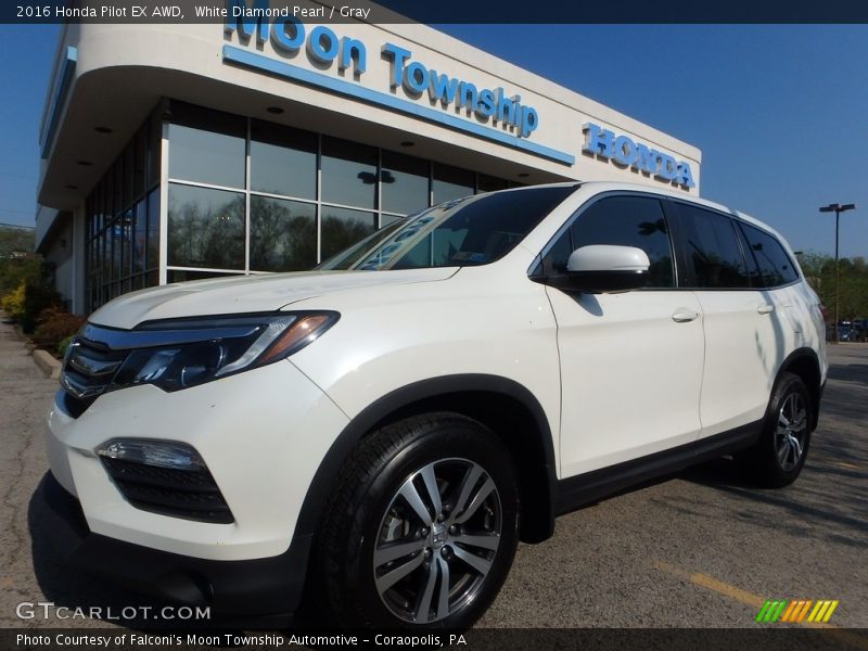 White Diamond Pearl / Gray 2016 Honda Pilot EX AWD