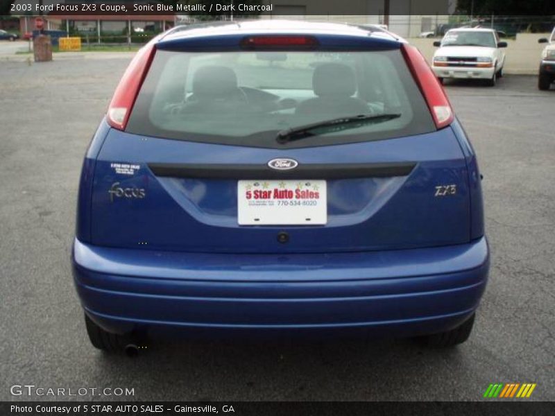 Sonic Blue Metallic / Dark Charcoal 2003 Ford Focus ZX3 Coupe