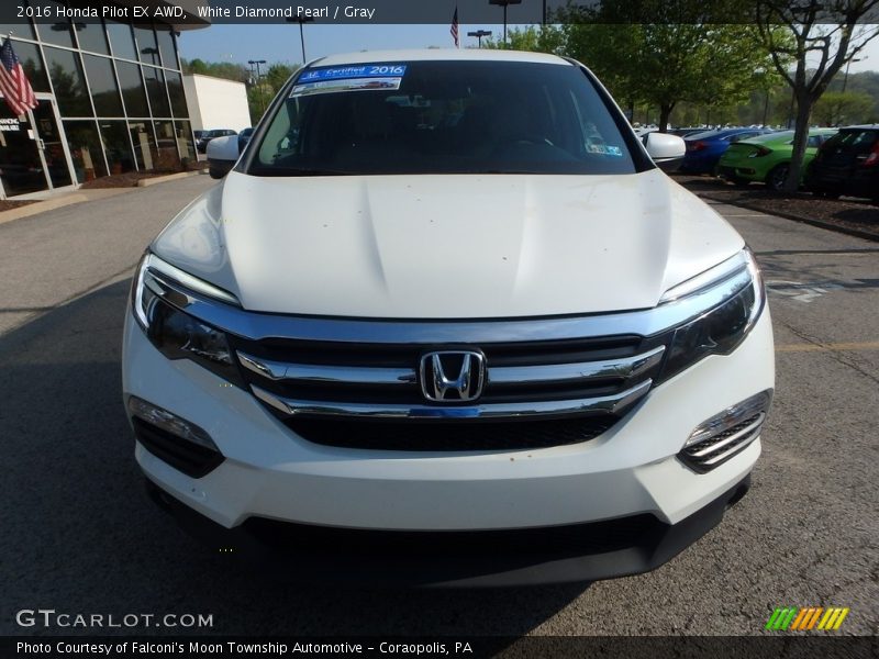 White Diamond Pearl / Gray 2016 Honda Pilot EX AWD
