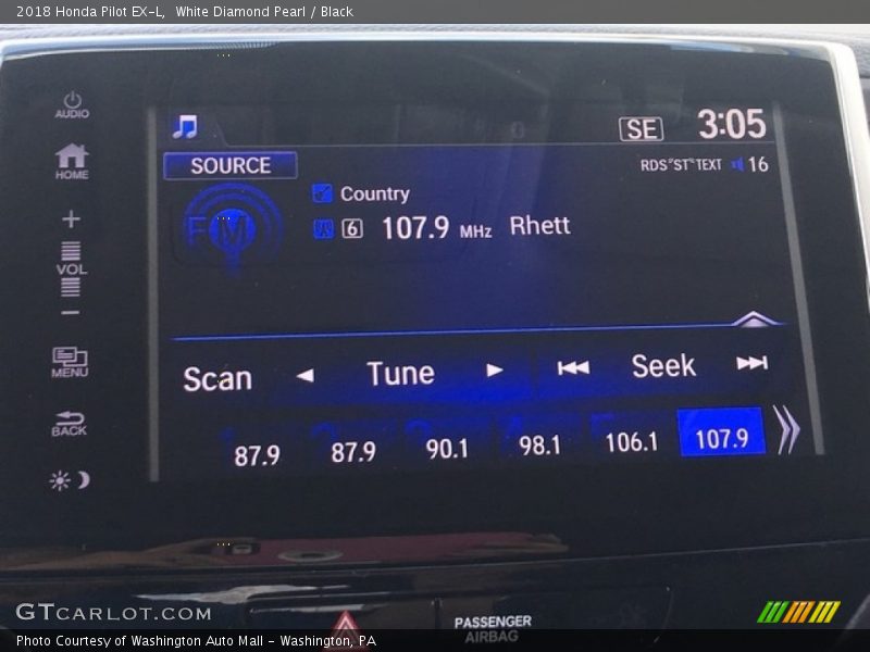 White Diamond Pearl / Black 2018 Honda Pilot EX-L