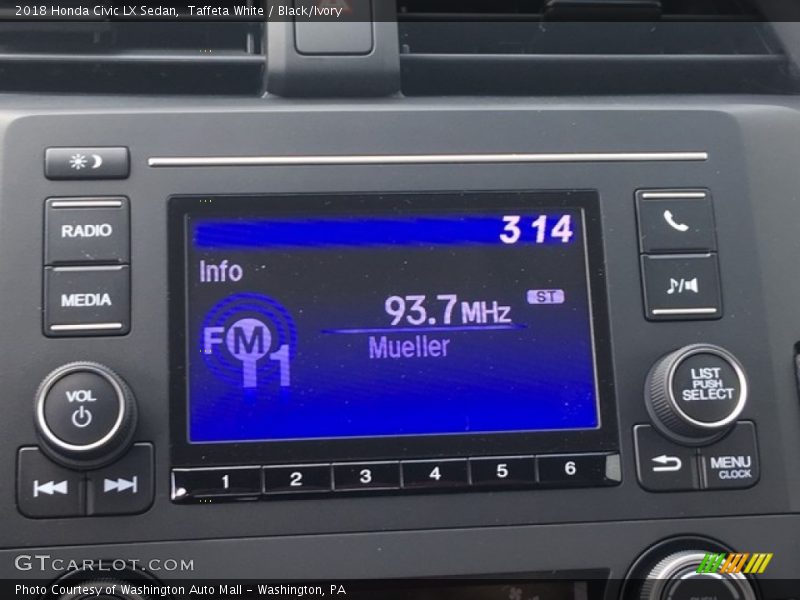 Taffeta White / Black/Ivory 2018 Honda Civic LX Sedan