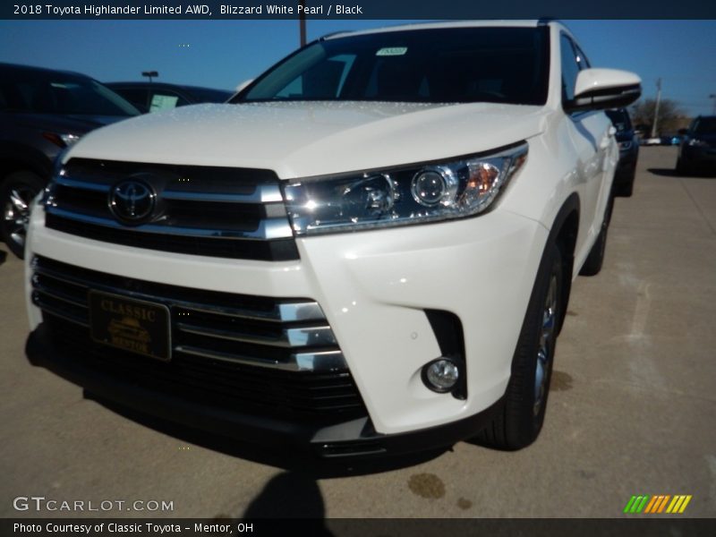 Blizzard White Pearl / Black 2018 Toyota Highlander Limited AWD