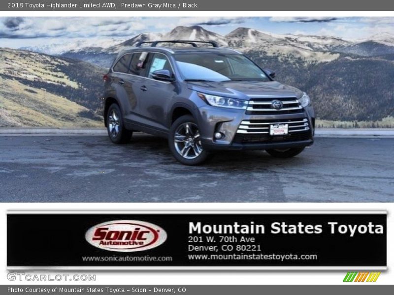 Predawn Gray Mica / Black 2018 Toyota Highlander Limited AWD