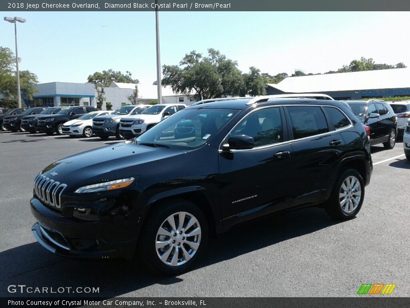 Diamond Black Crystal Pearl / Brown/Pearl 2018 Jeep Cherokee Overland