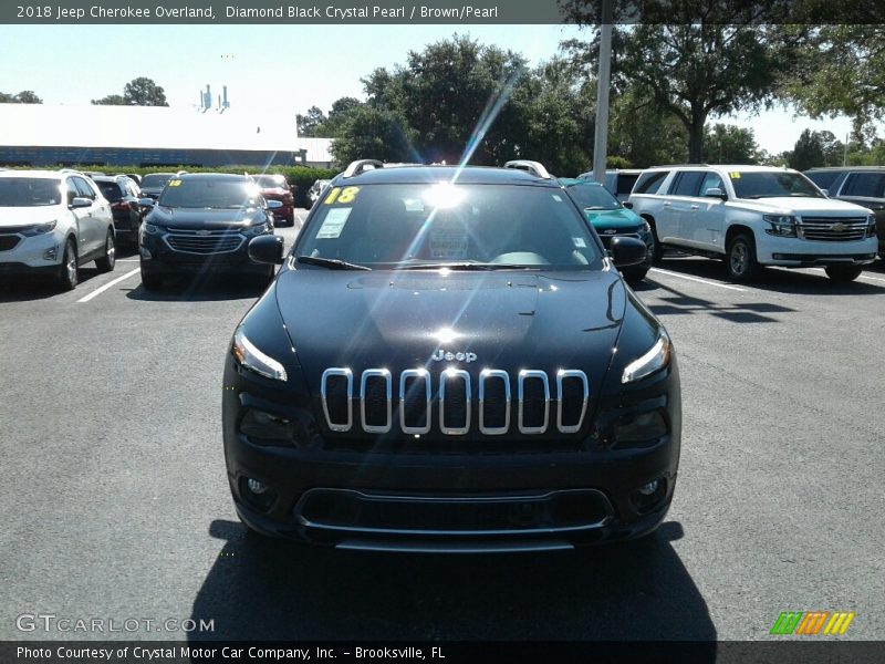 Diamond Black Crystal Pearl / Brown/Pearl 2018 Jeep Cherokee Overland