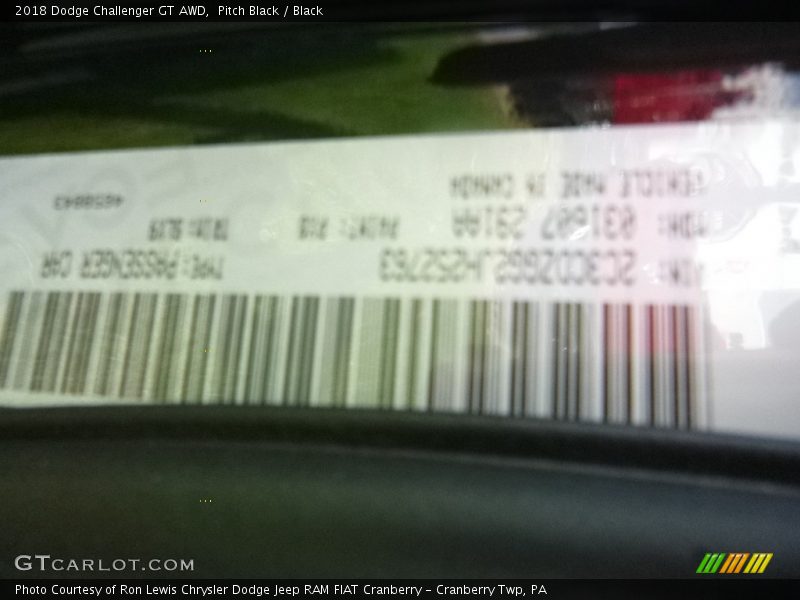 Pitch Black / Black 2018 Dodge Challenger GT AWD
