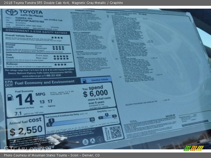 Magnetic Gray Metallic / Graphite 2018 Toyota Tundra SR5 Double Cab 4x4