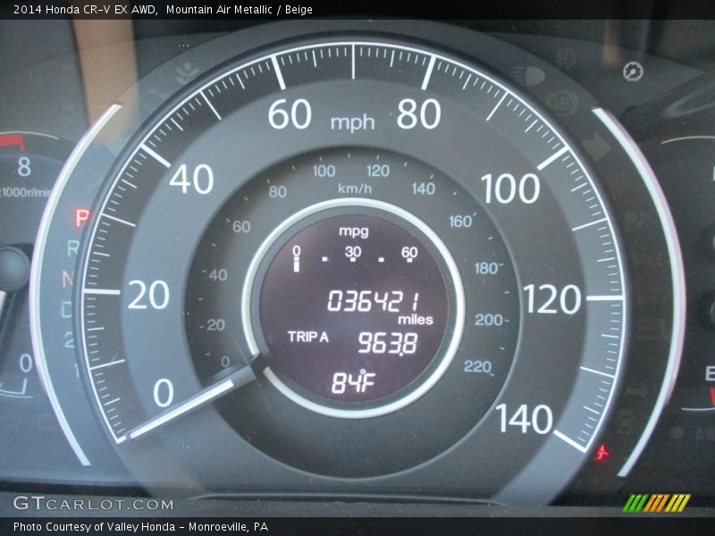 Mountain Air Metallic / Beige 2014 Honda CR-V EX AWD