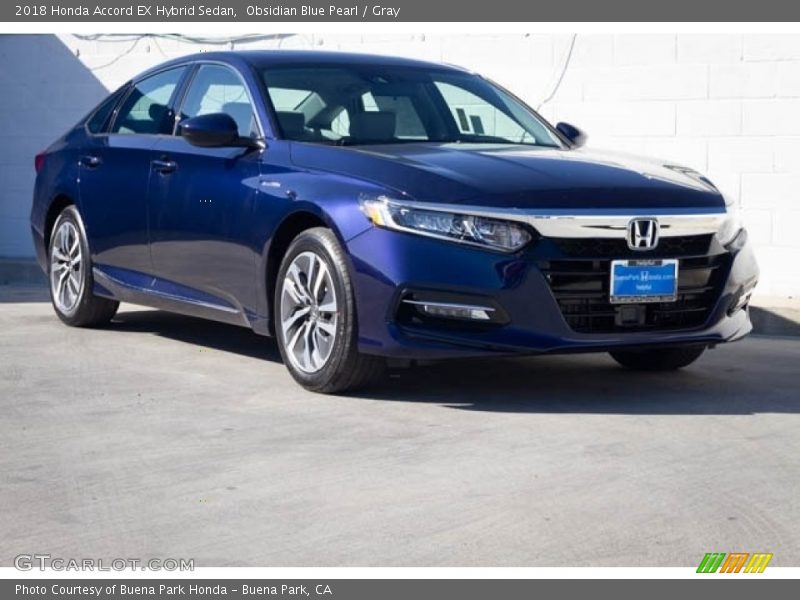 Obsidian Blue Pearl / Gray 2018 Honda Accord EX Hybrid Sedan