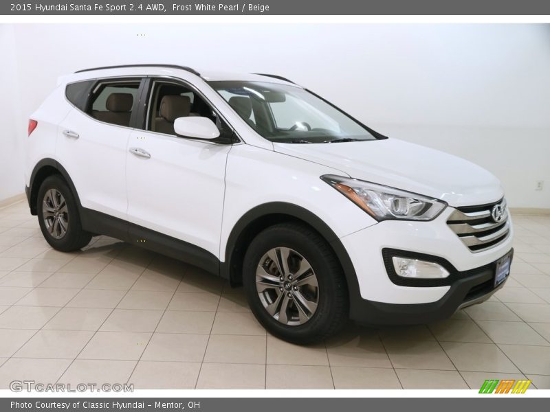Frost White Pearl / Beige 2015 Hyundai Santa Fe Sport 2.4 AWD