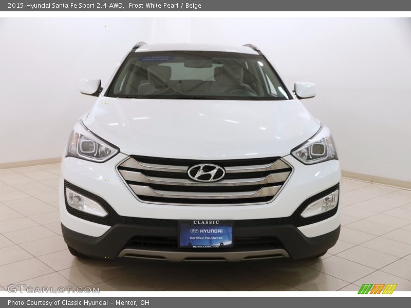 Frost White Pearl / Beige 2015 Hyundai Santa Fe Sport 2.4 AWD