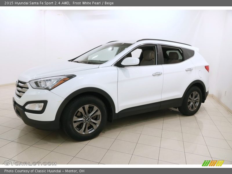 Frost White Pearl / Beige 2015 Hyundai Santa Fe Sport 2.4 AWD