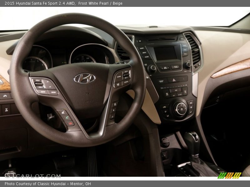 Frost White Pearl / Beige 2015 Hyundai Santa Fe Sport 2.4 AWD