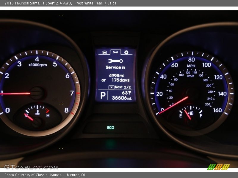 Frost White Pearl / Beige 2015 Hyundai Santa Fe Sport 2.4 AWD