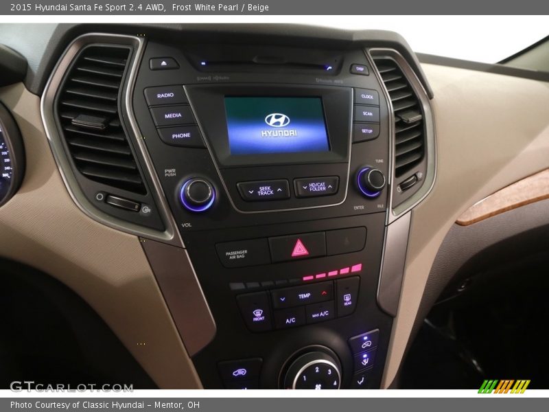 Frost White Pearl / Beige 2015 Hyundai Santa Fe Sport 2.4 AWD