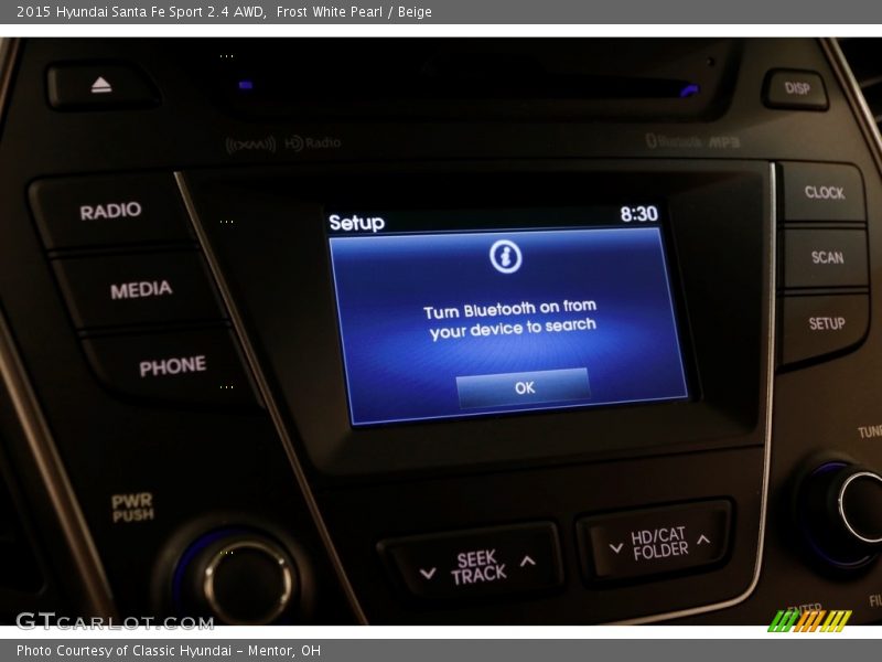 Frost White Pearl / Beige 2015 Hyundai Santa Fe Sport 2.4 AWD