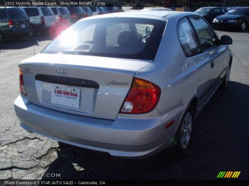 Silver Mist Metallic / Gray 2003 Hyundai Accent Coupe