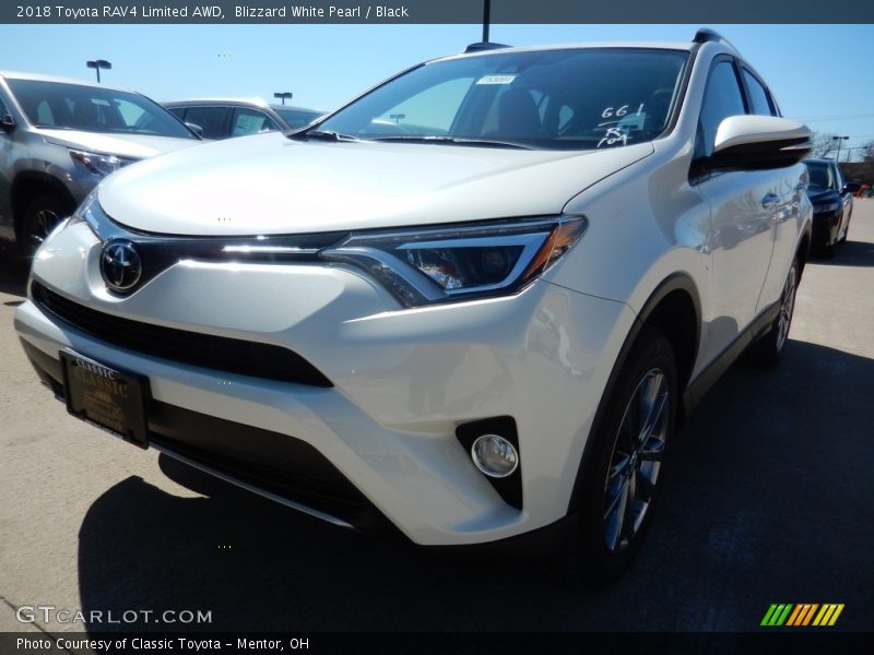 Blizzard White Pearl / Black 2018 Toyota RAV4 Limited AWD