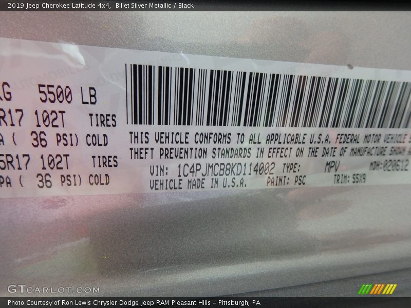 Billet Silver Metallic / Black 2019 Jeep Cherokee Latitude 4x4