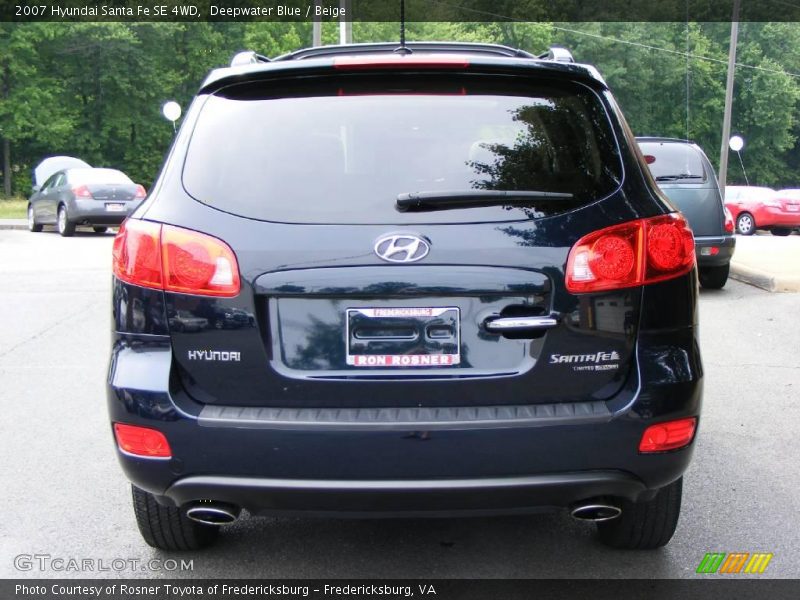 Deepwater Blue / Beige 2007 Hyundai Santa Fe SE 4WD