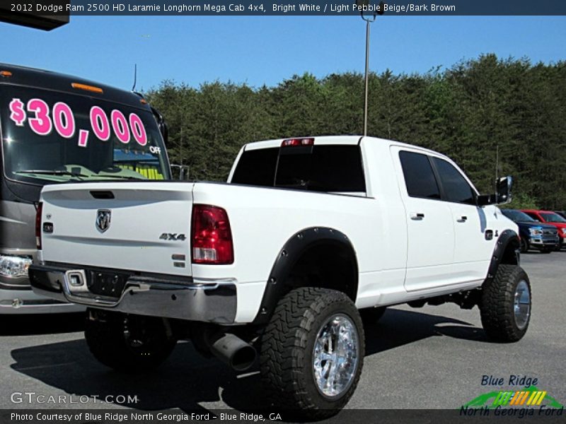 Bright White / Light Pebble Beige/Bark Brown 2012 Dodge Ram 2500 HD Laramie Longhorn Mega Cab 4x4