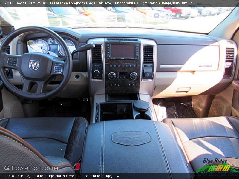 Bright White / Light Pebble Beige/Bark Brown 2012 Dodge Ram 2500 HD Laramie Longhorn Mega Cab 4x4