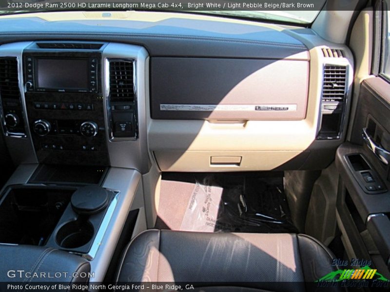 Bright White / Light Pebble Beige/Bark Brown 2012 Dodge Ram 2500 HD Laramie Longhorn Mega Cab 4x4