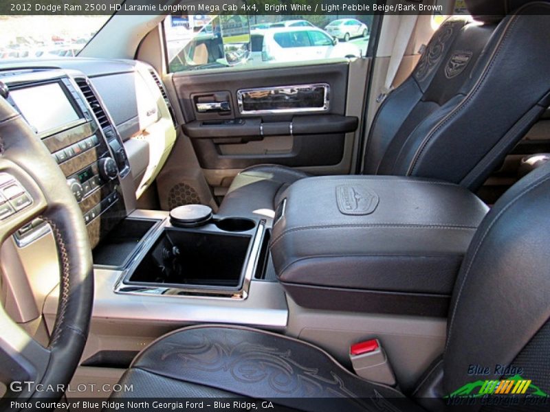 Bright White / Light Pebble Beige/Bark Brown 2012 Dodge Ram 2500 HD Laramie Longhorn Mega Cab 4x4