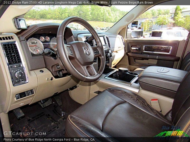 Bright White / Light Pebble Beige/Bark Brown 2012 Dodge Ram 2500 HD Laramie Longhorn Mega Cab 4x4
