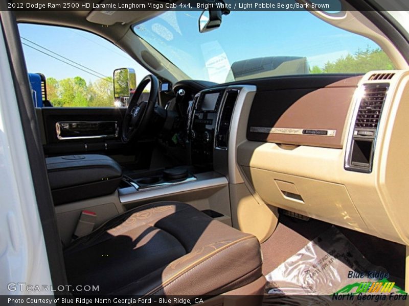 Bright White / Light Pebble Beige/Bark Brown 2012 Dodge Ram 2500 HD Laramie Longhorn Mega Cab 4x4