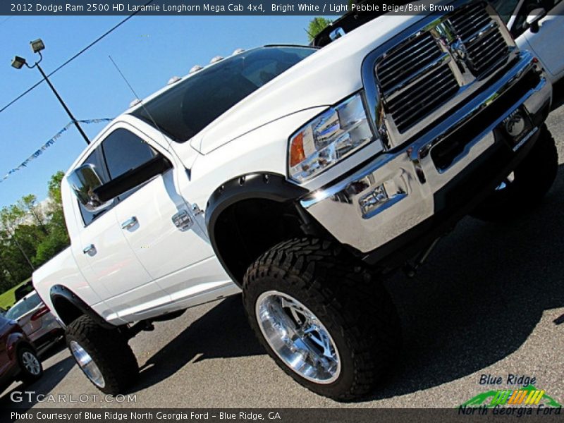 Bright White / Light Pebble Beige/Bark Brown 2012 Dodge Ram 2500 HD Laramie Longhorn Mega Cab 4x4