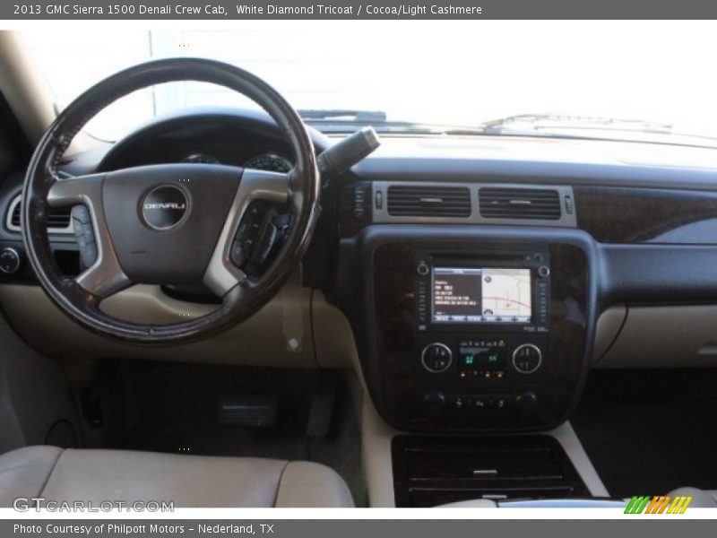 White Diamond Tricoat / Cocoa/Light Cashmere 2013 GMC Sierra 1500 Denali Crew Cab