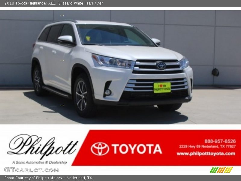Blizzard White Pearl / Ash 2018 Toyota Highlander XLE