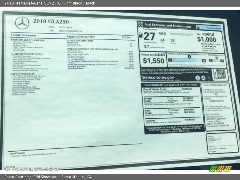 Night Black / Black 2018 Mercedes-Benz GLA 250