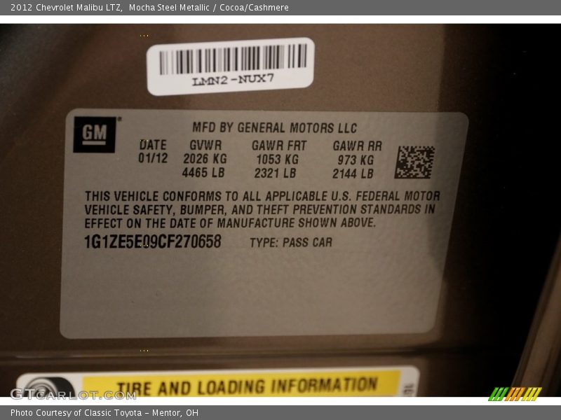 Mocha Steel Metallic / Cocoa/Cashmere 2012 Chevrolet Malibu LTZ