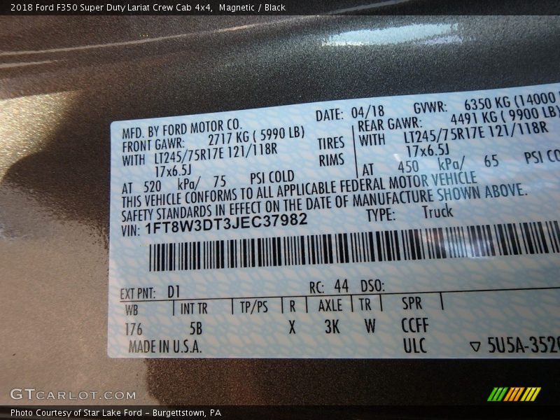 Magnetic / Black 2018 Ford F350 Super Duty Lariat Crew Cab 4x4